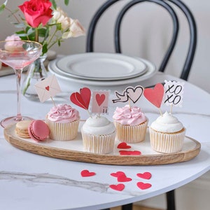 Toppers per cupcake di San Valentino - Toppers per torte a forma di cuore - Toppers per torte di San Valentino - Confezione da 12