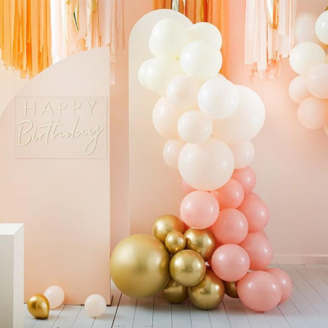 Peach And Gold Balloon Arch Kit Pastel Balloon Garland Etsy