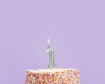 Silver Number 1 Candle - One Birthday Cake Candle - Age Candles - Silver Party Decorations