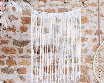 Macrame Wall Hanging Backdrop - Boho Wedding Decoration - Wedding Photo Backdrop - White Macrame Backdrop - Rustic Decor