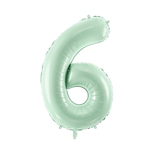 Pastel Green Number 6 Balloon - Large Light Mint Green Foil 6 balloon - Birthday Balloon - Party Decorations - 72cm Balloon - 30&quot; Balloon