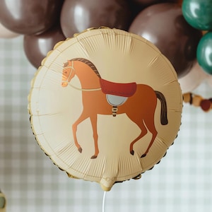 Horse Balloon - Round Cream Horse Foil Balloon - Horse Party - Birthday Party Decorations - Western Party Theme - Farm Party