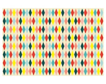 Circus Tablecloth - Paper Tablecloth With Diamonds - Harlequin Print - Carnival Party Supplies -Funfair Theme - Kids Birthday Party Supplies