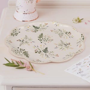 Floral & Blush Pink Tea Party Plates - Birthday Party Paper Plates - Afternoon Tea Party Plates - Hen Party Plates - Pack of 8