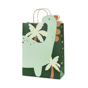 Sacchetto regalo dinosauro - Sacchetto regalo di carta per feste con animali - Forniture per sacchetti per feste a tema dinosauri giurassici per bambini - Dinosauri carini - Tema dinosauri - Confezione da 1