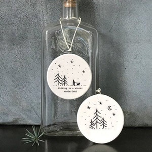 Porcelain Christmas Decoration Small White Christmas Tree Decoration Winter Wonderland White Flat Bauble Trees Holiday Decor image 1