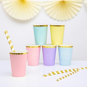 Pastel Pink and Gold Foil Paper Party Cups Pack of 6 image 3