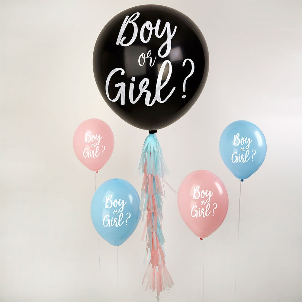 Ballon géant avec confettis à éclater pour fête gender reveal