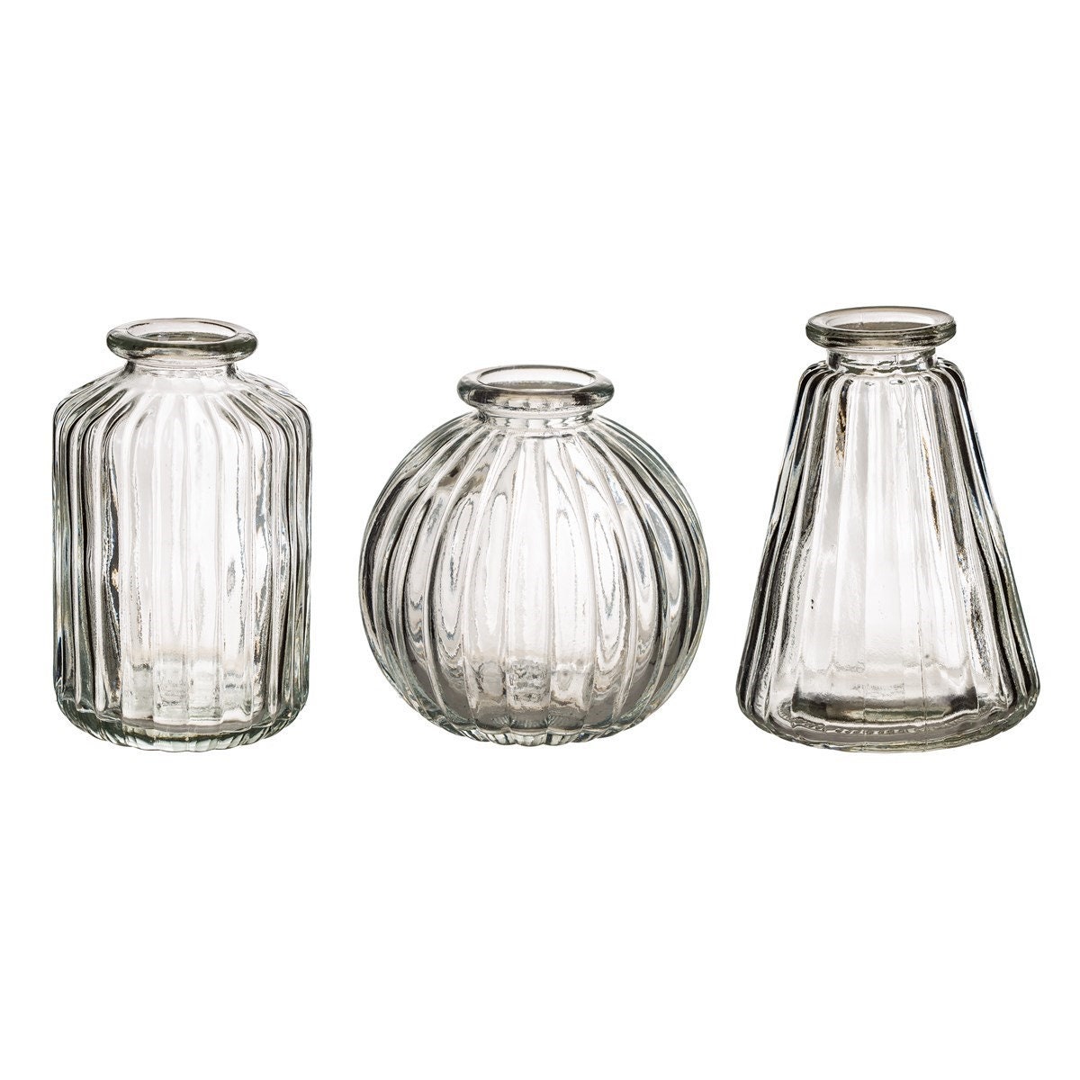 Clear Glass Bud Vases Plain Botanical Style Small Vase Set | Etsy UK