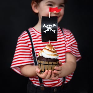 Pirate Cupcake Kit - Pirate Cupcake Toppers - Pirate Cupcake Wrappers - Pirate Ship - Pirate Cake Decorations - Birthday Party Decorations
