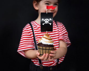 Pirate Cupcake Kit - Pirate Cupcake Toppers - Pirate Cupcake Wrappers - Pirate Ship - Pirate Cake Decorations - Birthday Party Decorations