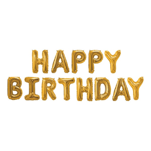 Gold Happy Birthday balloon bunting - Birthday party balloon bunting - Gold balloons - Party decorations - Birthday party backdrop