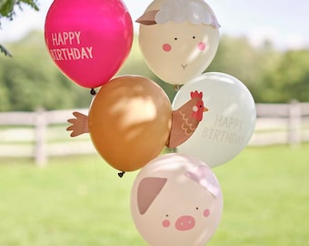 5 Stück Party Luftballons - Bauernhof Tier Geburtstagsparty Dekorationen - Kinder Geburtstag Luftballons - Bauernhof Thema Dekor - Barnyard Party Zubehör