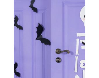 6 Paper Bats - Black Bat Decorations - 3D Halloween Bats - Halloween Wall Decorations - Cute Halloween - Kids Halloween Party