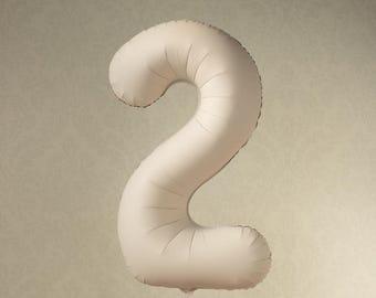 Beige Number 2 Balloon 86cm / 34" - Large Matt Light Beige Foil Mylar Digit - 21st Cream Birthday Balloon - 2nd - Anniversary Party Supplies
