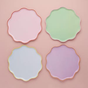 Piatti di carta luminosi - Piatti per feste con bordo smerlato - Compleanno colorato - Decorazioni per feste di compleanno - Decorazioni arcobaleno per feste - Confezione da 8