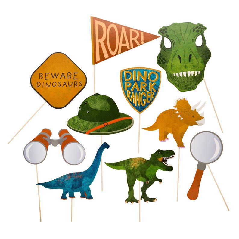 Dinosaur Photo Props - Dinosaur Party Props - Dino Birthday Decor ...