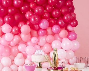 Pink Ombre Balloon Wall Kit - Birthday Party Decorations - Baby Shower Balloons - Pink Hen Party Balloons - Party Photo Backdrop