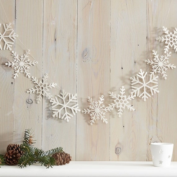 White Glitter Snowflake Garland Christmas Snowflake Bunting