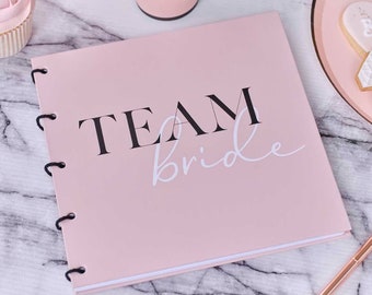 Team Bride Guest Book - Pink & Black Hen Party Guest Book - Messages For The Bride To Be - Hen Party Photo Album - Bridal Shower Book