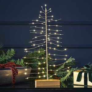 Christmas Gold Light Up Tree - Light Up Wire Christmas Tree Decoration - Christmas Decorations - Holiday Decor