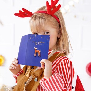 Kerstkaart - Merry Christmas My Deer - emaille pin wenskaart - aandenken kaart - feestelijke wensen - kerstcadeaukaart