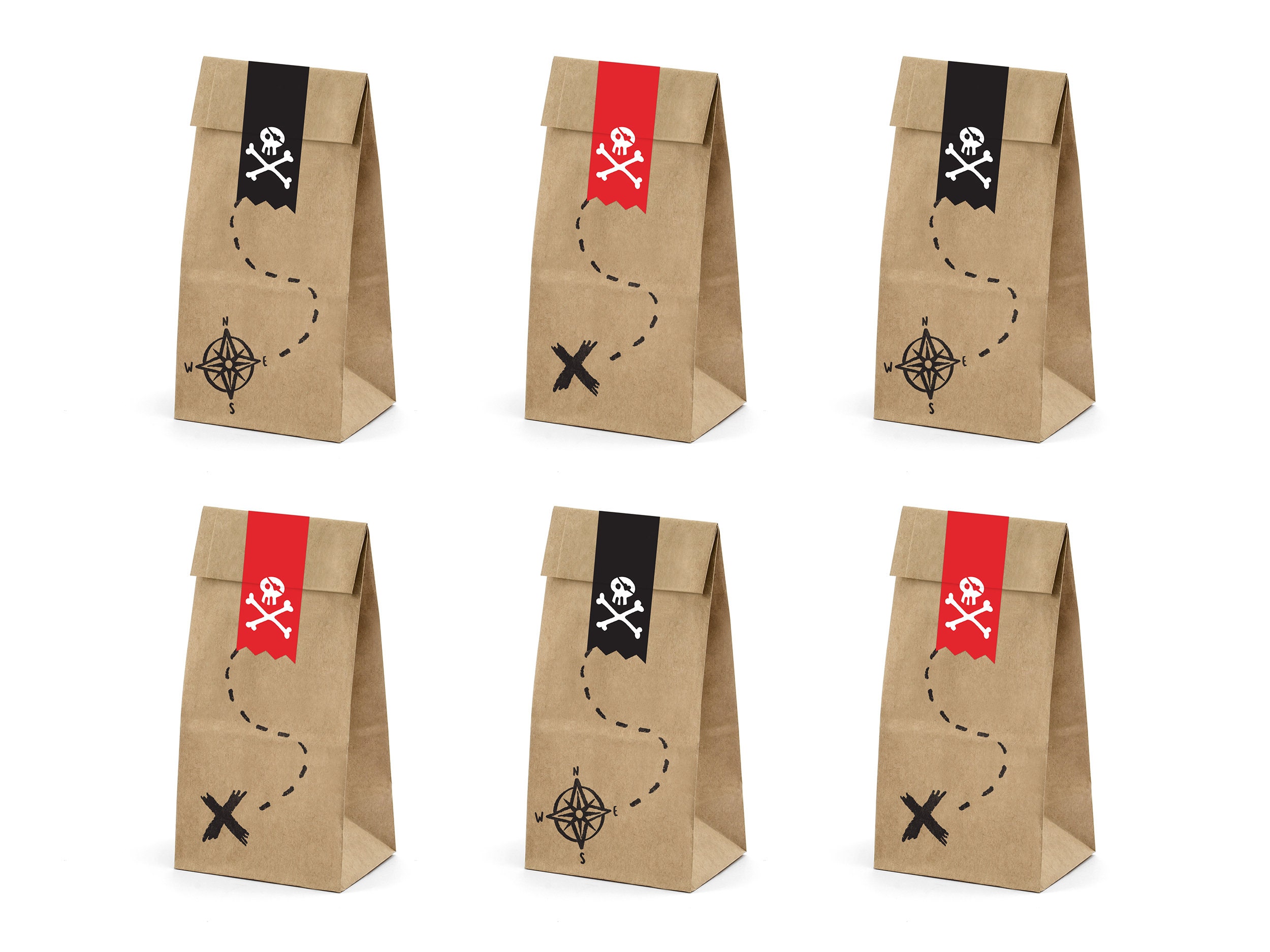 Pirate Party Treat Bags - Kraft Paper Pirates Party Bags - Birthday ...