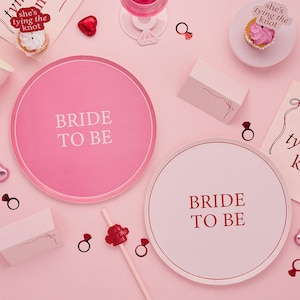 Pink & Red Bride To Be Paper Plates - She’s Tying The Knot Hen Party Theme - Coquette Hen Do - Two Designs-Bridal Shower Tableware-Pack of 8