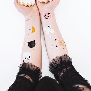 Halloween Temporary Tattoos - Kids Halloween Tattoos - Kids Halloween Party - Cute Halloween - Halloween Dress Up - Skull Tattoo - Pumpkin