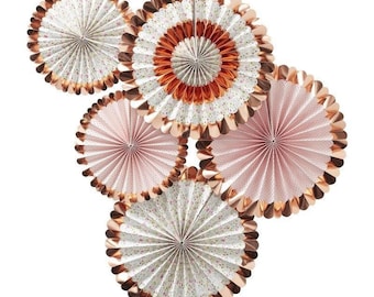 Rose Gold Ditsy Blumenfächer - Partydekoration - Papierfächer Dekorationen - Hen Party Decor -Geburtstagsparty Decor-Baby Shower Decor -pack of 5