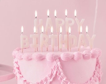 Pastelroze verjaardagstaartkaarsen - babyroze taartdecoratie - lichtroze verjaardagsfeestje decor