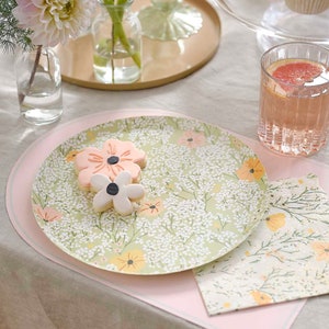 Piatti per baby shower - Piatti di carta per baby shower floreali - Piatti per feste verdi e bianchi - Stoviglie per baby shower - Genere neutro - Confezione da 8