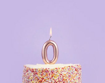 Rose Gold Number 0 Candle - Zero Birthday Cake Candle - Age Candles - Rose Gold Party Decorations