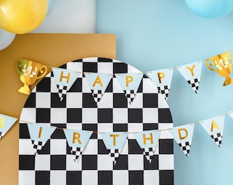 Happy Birthday Banner - Racing Car Birthday Party Bunting - Birthday Decorations - Racing Car Party - F1 Theme -Kids Birthday Party Supplies