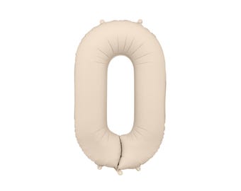 Beige Zahl 0 Ballon 86 cm / 34" - Große matte hellbeige Folie Ziffer - 10