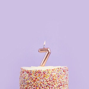 Rose Gold Number 7 Candle - Seven Birthday Cake Candle - Age Candles - Rose Gold Party Decorations