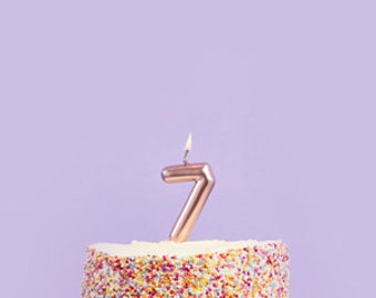 Rosegold Zahl 7 Kerze - Sieben Geburtstagstortenkerze - Alterskerzen - Rosegold Partydekoration