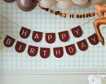 Guirnalda de cumpleaños de fieltro marrón y dorado, banderines de caballo, decoraciones para fiestas de cumpleaños, decoración reutilizable de alta calidad, 3 m