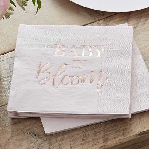 Baby Shower Napkins Rose Gold Baby Shower Paper Napkins Etsy