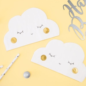 Cloud Napkins - White Cloud Shaped Paper Napkins - Baby Shower Napkins - Birthday Napkins - Party Decorations - Party Tableware - Pack of 20