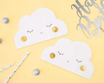 Serviettes nuage - serviettes en papier blanches en forme de nuage - serviettes pour baby shower - serviettes anniversaire - décorations de fête - vaisselle de fête - lot de 20