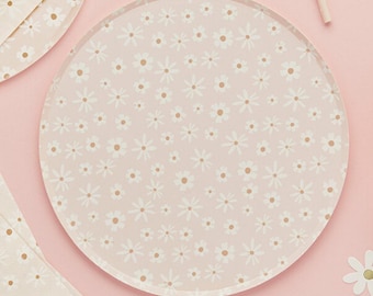 Daisy Paper Plates - Ditsy Floral Summer Birthday Party Tableware - Hen Party & Baby Shower Tea Party Decorations - Cottagecore - Pack of 8