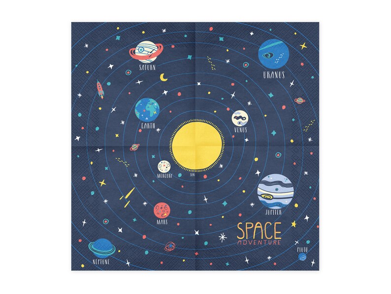 May include: A blue and white illustration of the solar system with the planets, sun, and stars. The text "SPACE ADVENTURE" is in the center of the image.