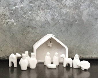 Porcelain Christmas Nativity Set - Mini White Nativity Scene - Christmas Decorations - Nativity Gift Set