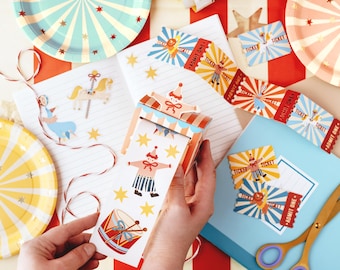 Circus Stickers - Carnival Party Supplies - Funfair Theme - Kids Birthday Party Supplies - Gift Wrap - Party Favours - Circus Entry Tickets