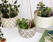 Hanging Planter - 1 Botanical Design Hanging Plant Pot - Indoor Planters - Gift For Plant Lover - Sass Belle