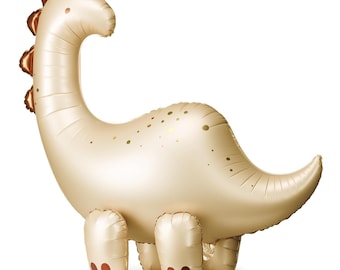 Dinosaur Balloon - Large Standing Cream Brontosaurus Balloon - Kids Jurassic Dino Party Supplies - Cute Dinosaurs - Dinosaur Theme