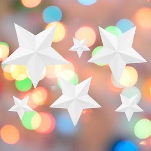 Stelle di carta bianca - Stelle di Natale bianche da appendere - Decorazioni natalizie fai da te - Decorazioni contemporanee 3D - Decorazioni per le feste - Stelle bianche - Confezione da 6