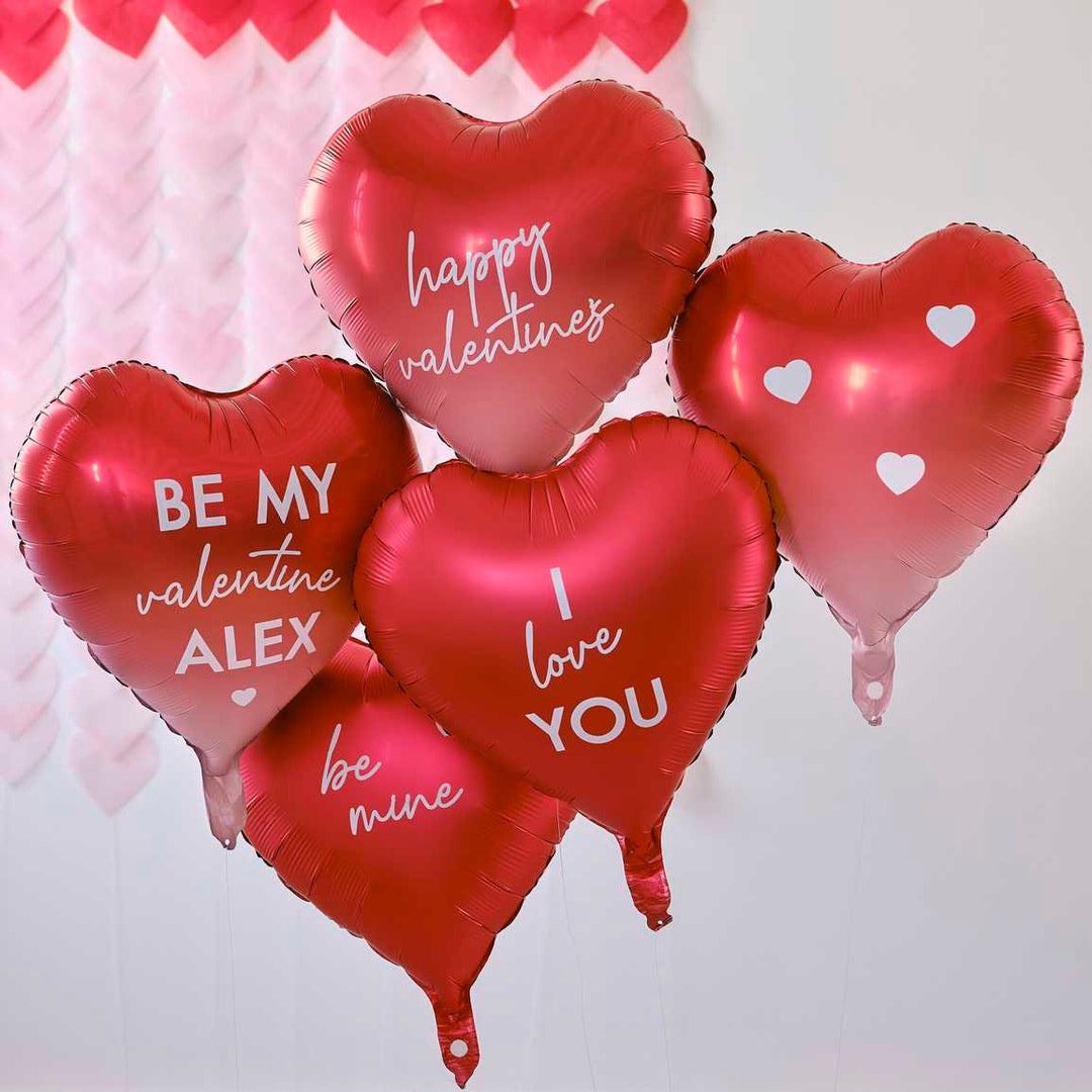 Customisable Red Heart Balloons - Valentines Day Balloons With Stickers ...