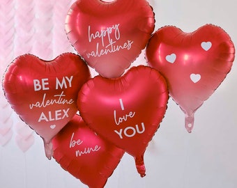 Customisable Red Heart Balloons - Valentines Day Balloons With Stickers -Valentines Day Decorations-Valentine's Day Party Balloons-Pack Of 5